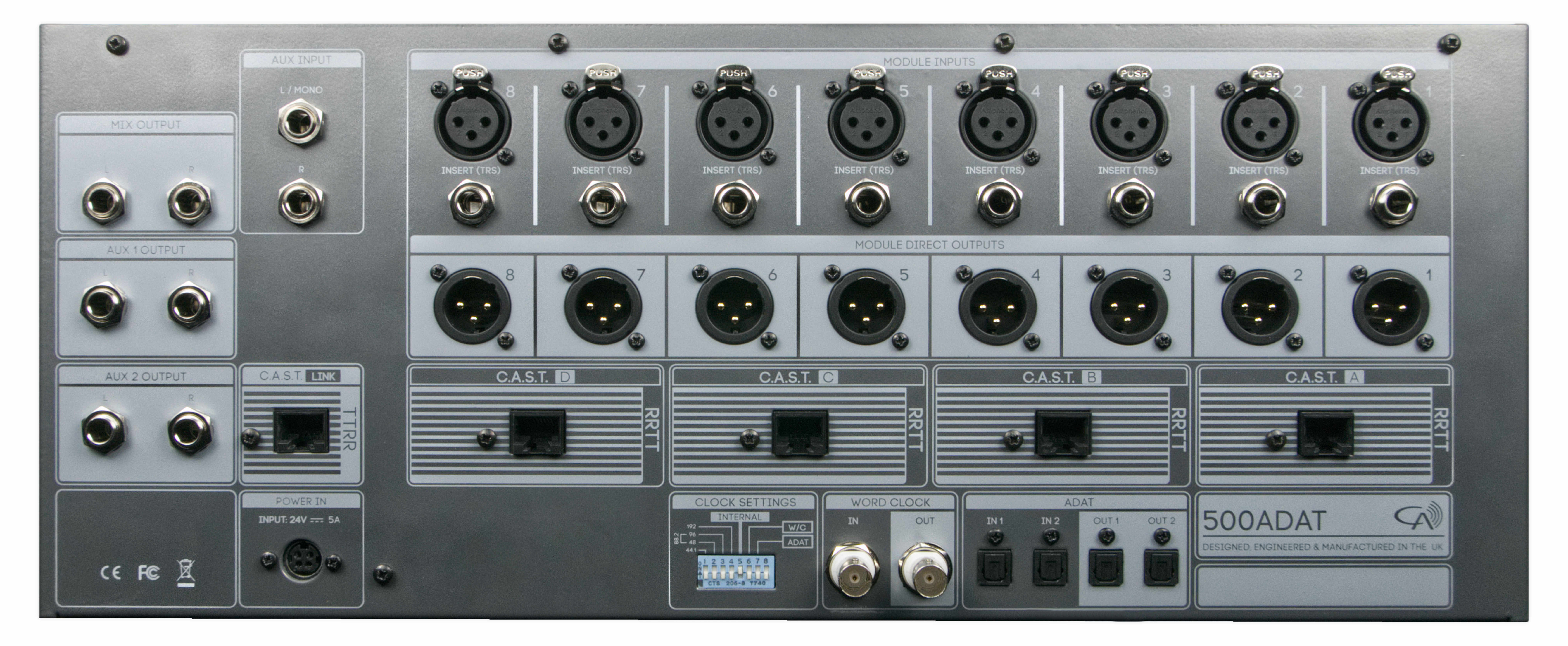 Cranborne Audio 500adat Adat Expander Summing Mixer 8 Slot 500 500adat Back Med Res